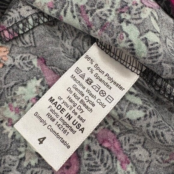 LuLaRoe 4T Mae Black Floral Polyester Spandex NWT - Picture 4 of 4